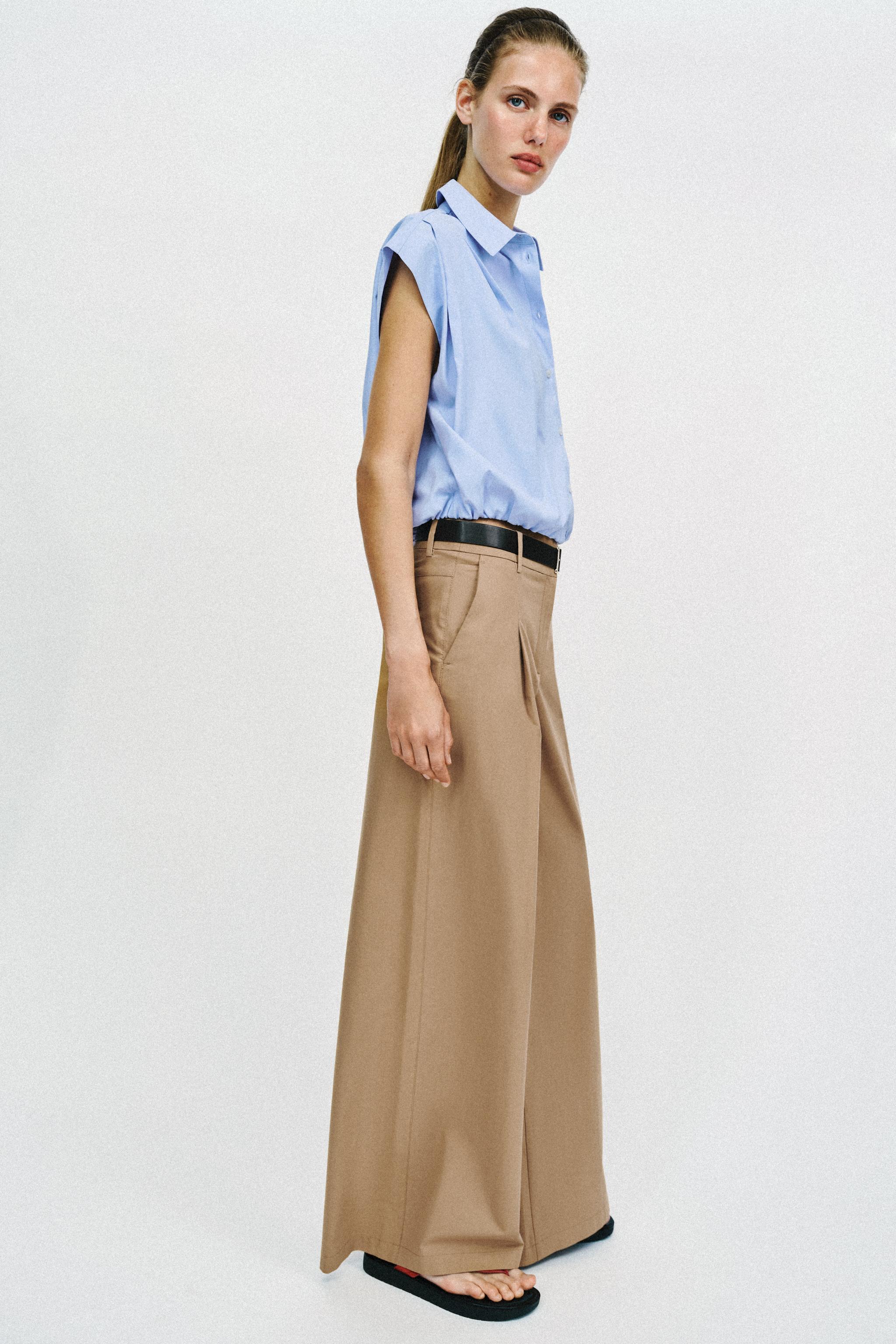 WIDE LEG BELTED PANTS
